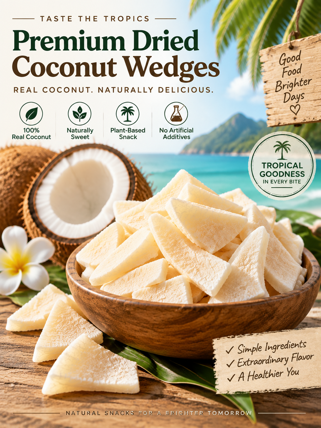 Thick-Cut Coconut Wedges Real Coconut Meat Tropical Snack-TTR