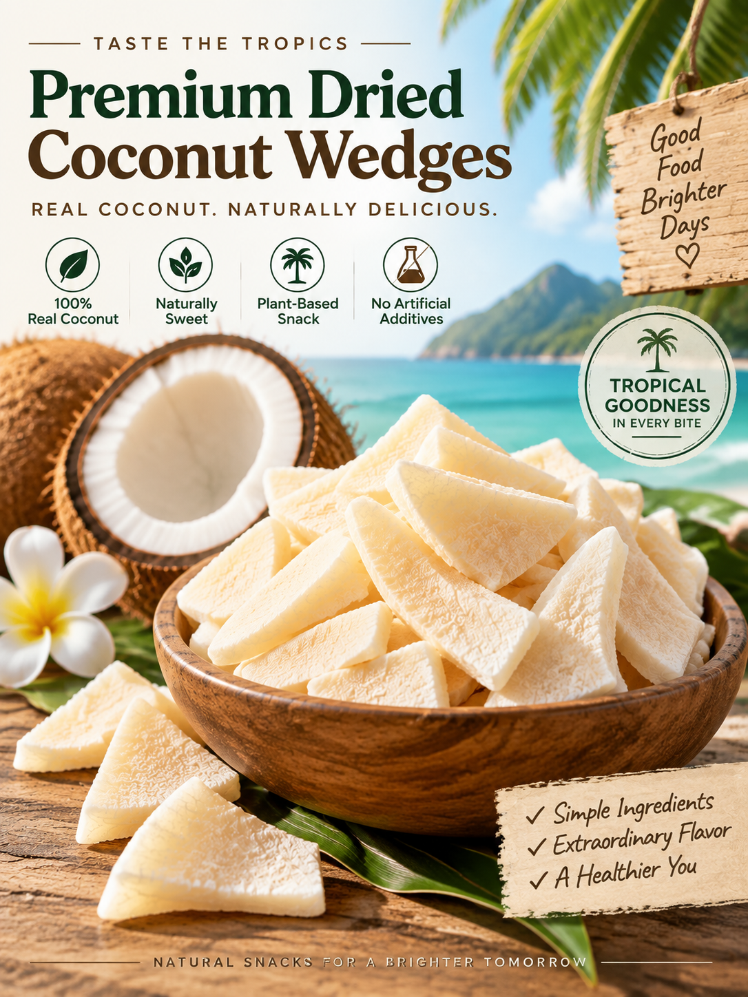 Thick-Cut Coconut Wedges Real Coconut Meat Tropical Snack-TTR