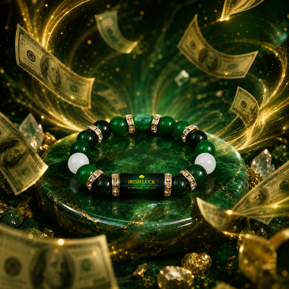 Green Agate Lucky Clover Bracelet & Wealth & Good Fortune Charm Gift-YAO