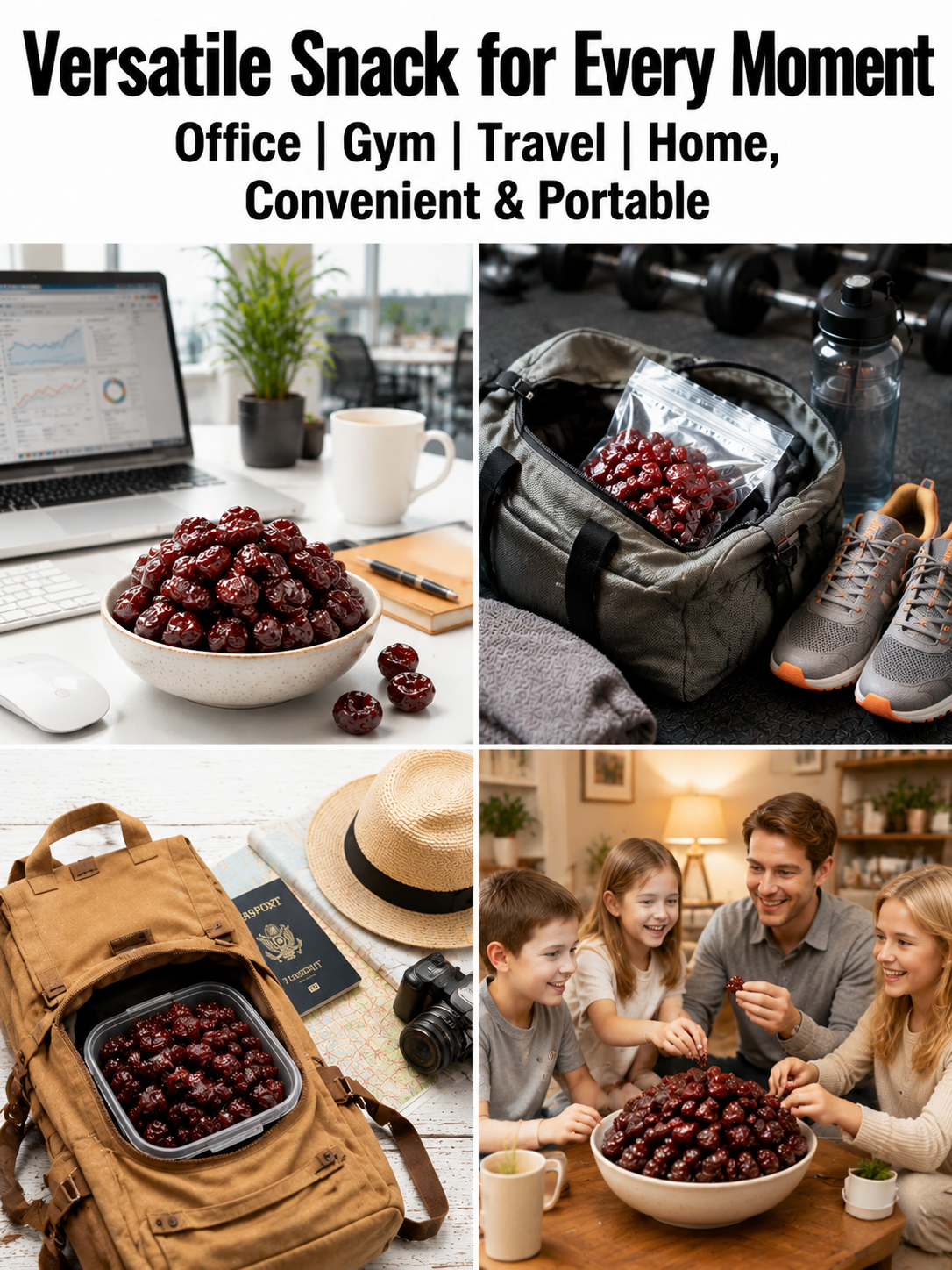 🍒Dried Sour Cherry Snacks, Natural Pitted Fruit Treats-YAO