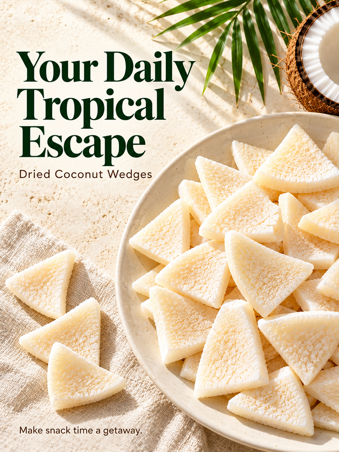 Thick-Cut Coconut Wedges Real Coconut Meat Tropical Snack-TTR